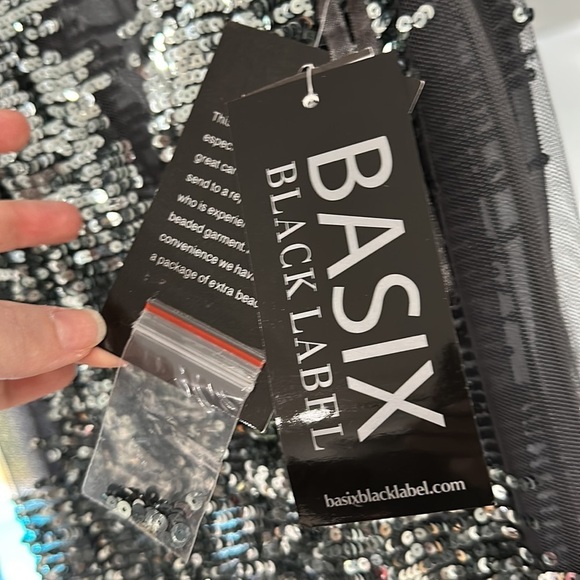 Basix Black Label Formal Gray/Silver Sheer Mesh Sequin Panel Gown - 0 - Picture 8 of 10